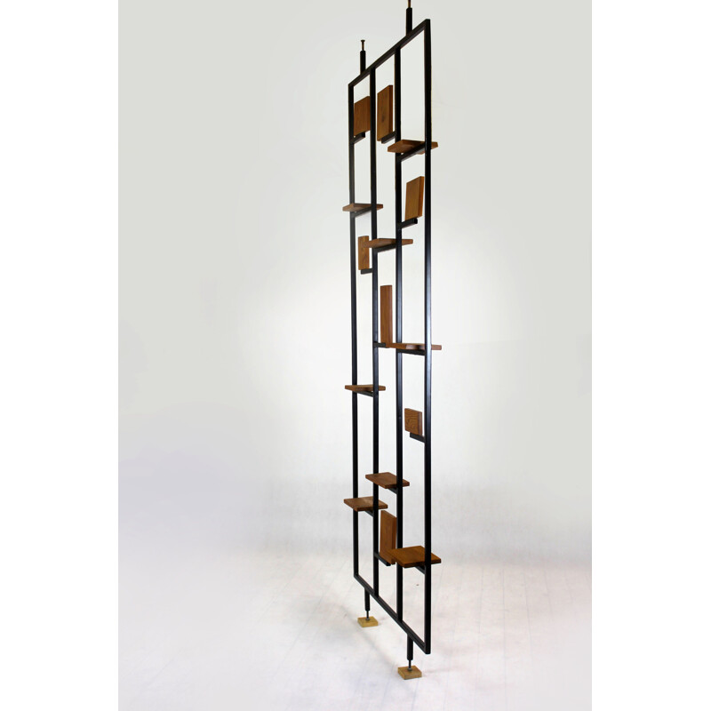 Vintage Metal and Wood Room Divider, 1970s