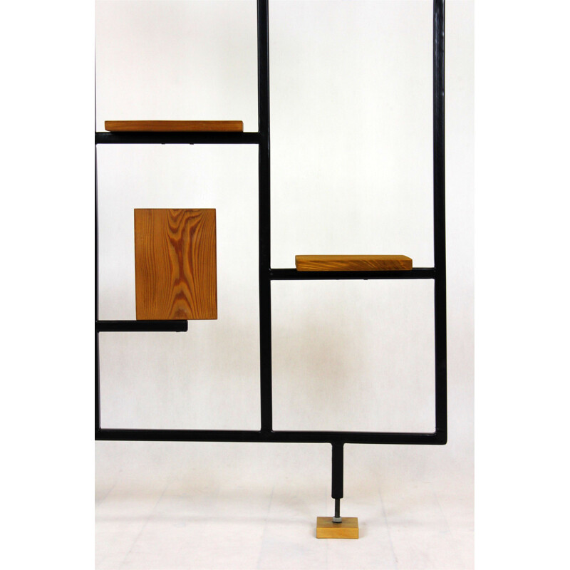 Vintage Metal and Wood Room Divider, 1970s