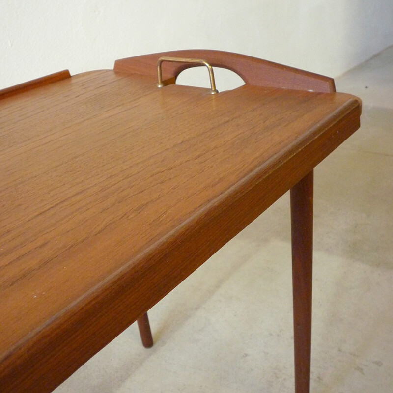 Plateau Aase Mobler en teck et métal convertible en table d'appoint - 1950