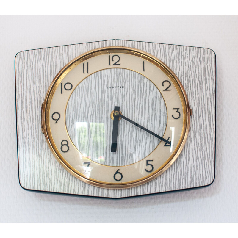 Vintage Clock Vedette Formica grey