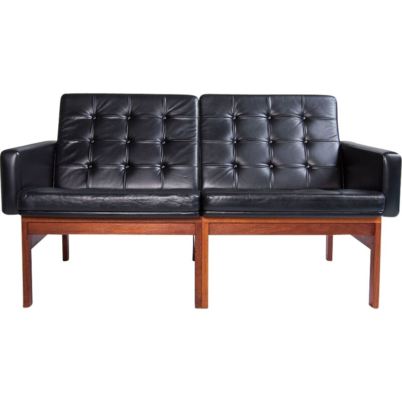 Vintage Leather & Teak Moduline Sofa France & Son by Gjerlov-Knudsen & Lind, Danish 1960s