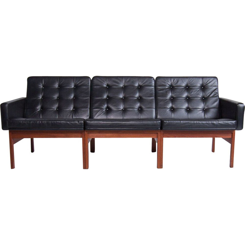 Vintage Furniture Sofa Moduline For France & Son,  Leather & Teak Danish 1960