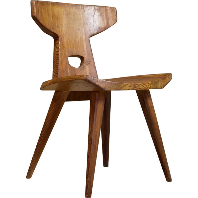 Chaise vintage en bois de pin de Jacob Kielland Brandt, Danemark,1960
