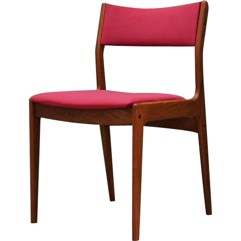 Vintage pink velvet and teak chair by Uldum Mobelfabrik,1960