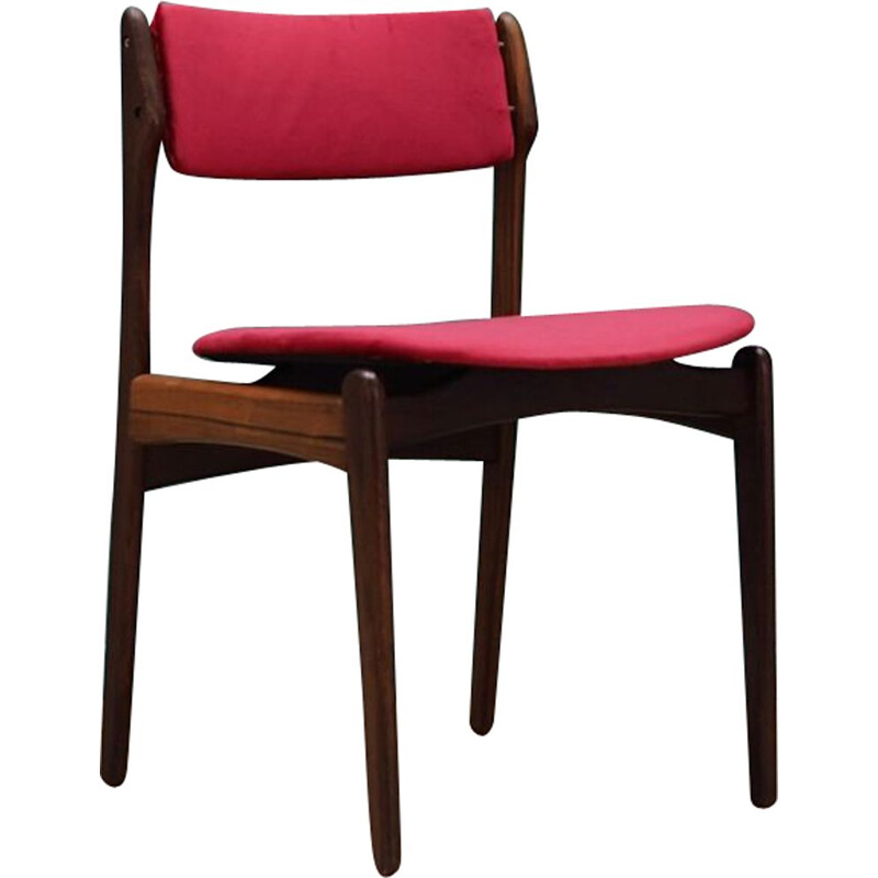 Vintage pink velvet and rosewood chair by Erik Buch, 1960s
