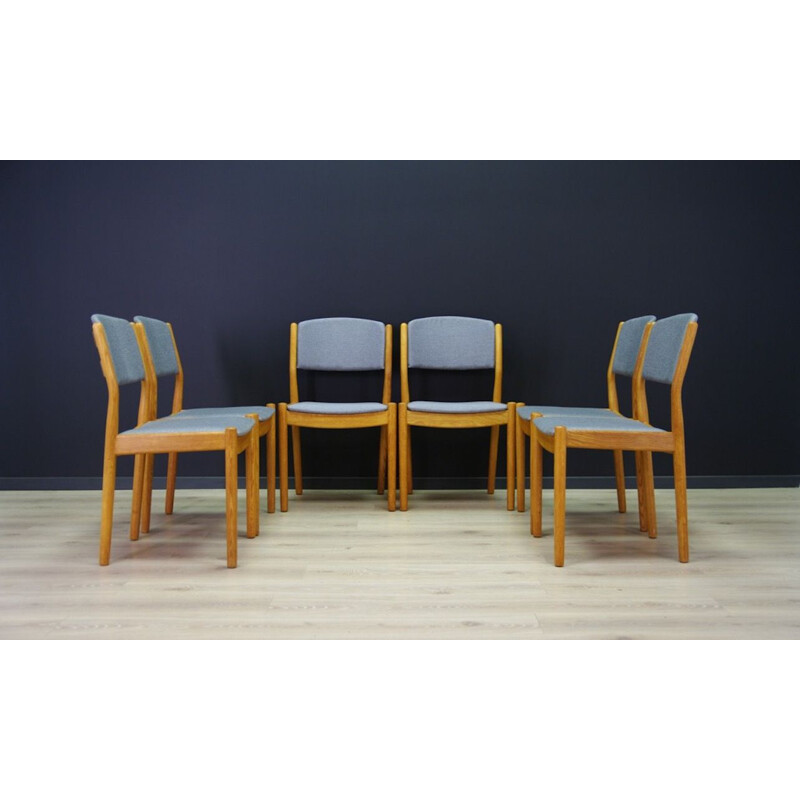 Set of 6 vintage ash chairs by Poul M. Volther from Møbler FDB, 1960