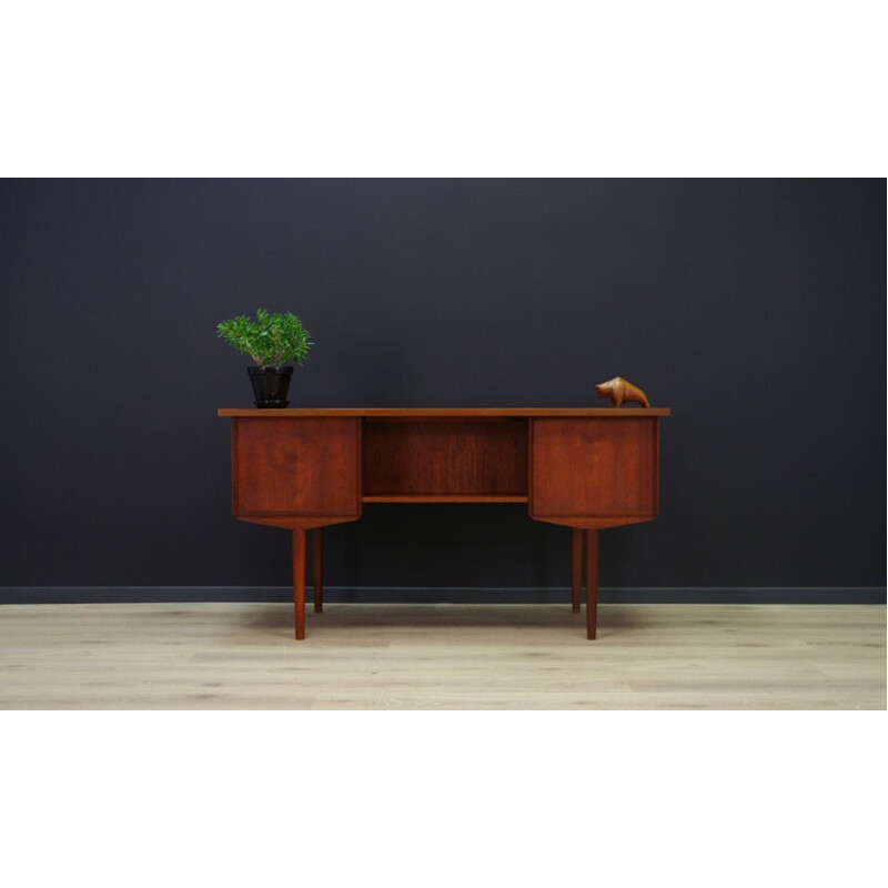 Vintage writing teak desk, Scandinavian 1970