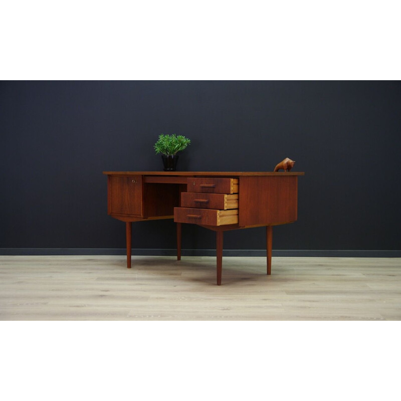 Vintage writing teak desk, Scandinavian 1970