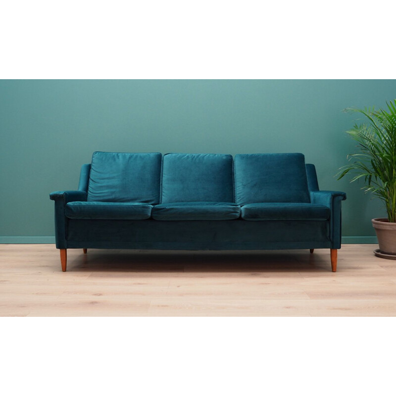 Vintage velour green sofa, 1960