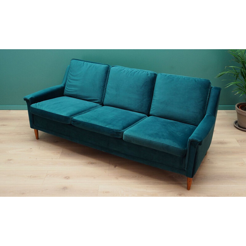 Vintage velour green sofa, 1960