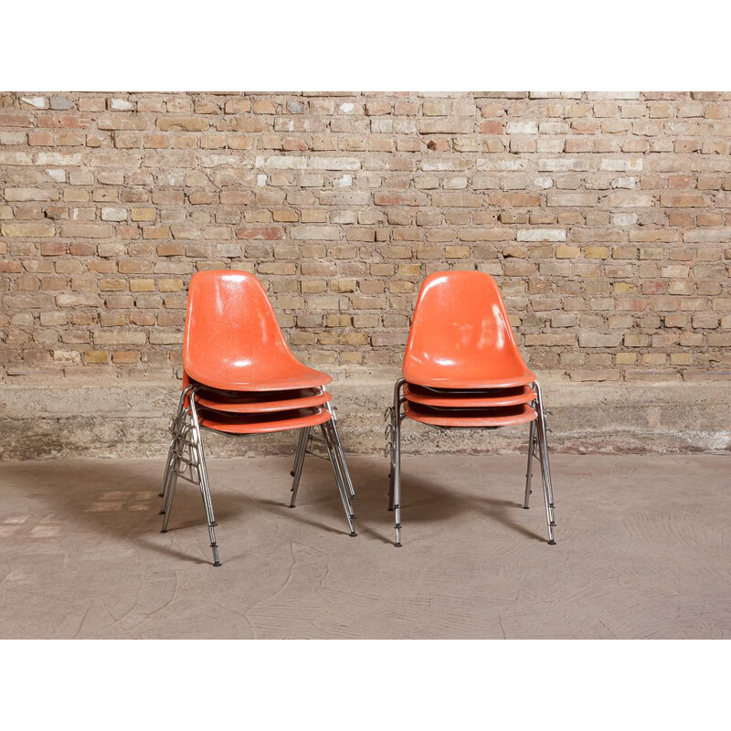 Lot de 6 chaises vintage DSS par Charles et Ray Eames pour Herman Miller