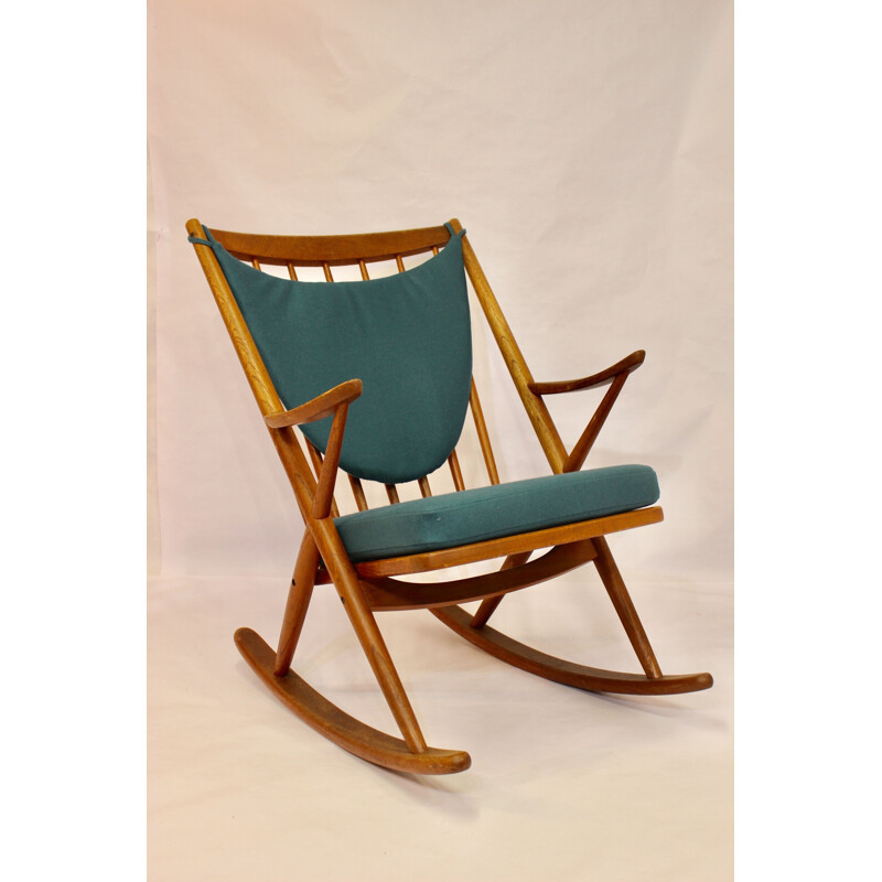 Vintage teak rocking chair, Franck Reensskaug for Bramin, 1950