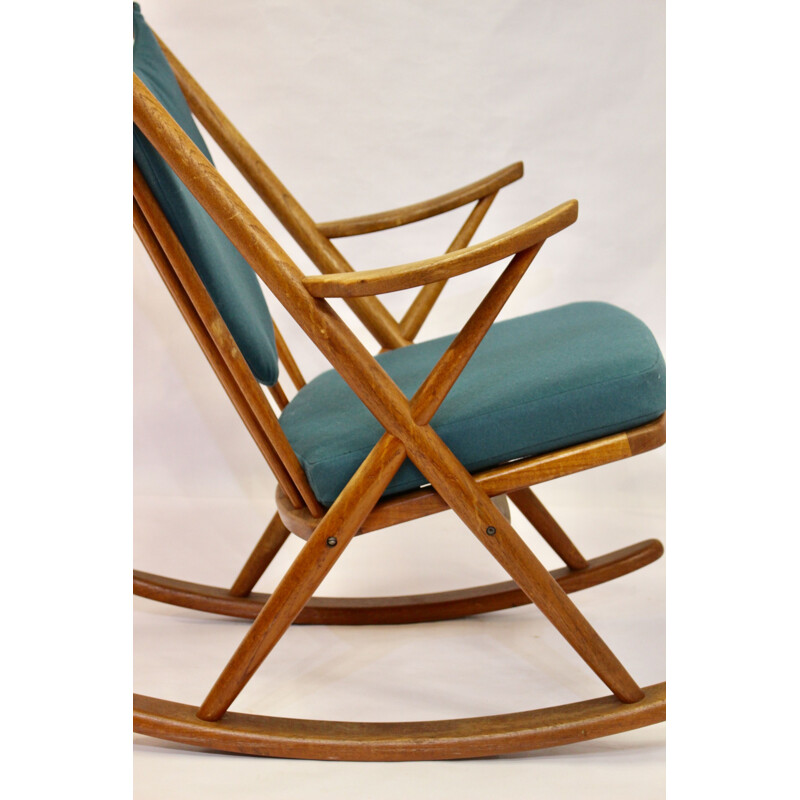 Vintage teak rocking chair, Franck Reensskaug for Bramin, 1950