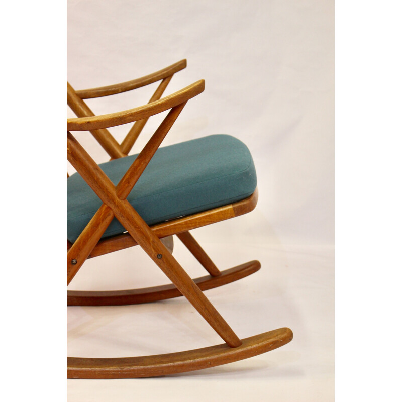 Vintage teak rocking chair, Franck Reensskaug for Bramin, 1950