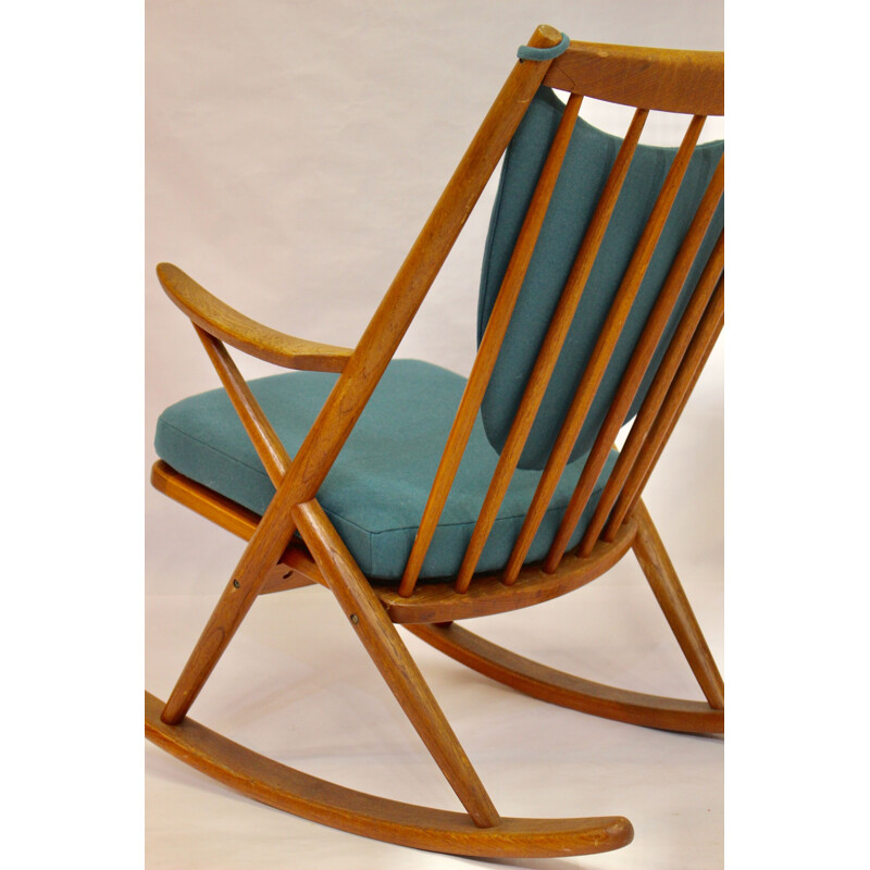 Vintage teak rocking chair, Franck Reensskaug for Bramin, 1950