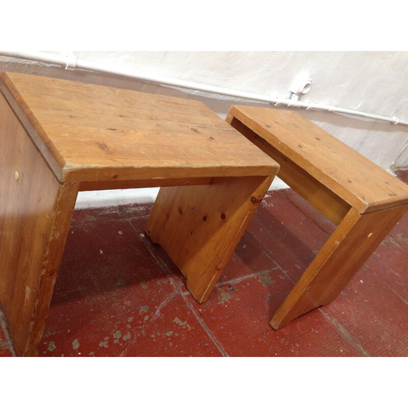 Mid century stool in pine wood - 1960s