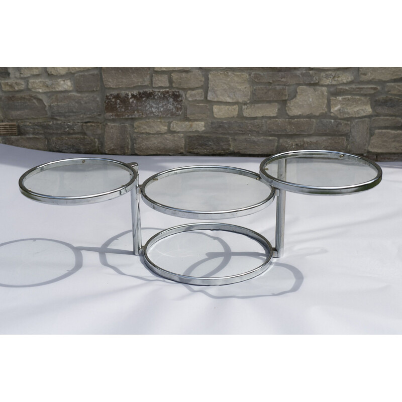 Table Vintage 3 Tier Chrome & Verre 1980