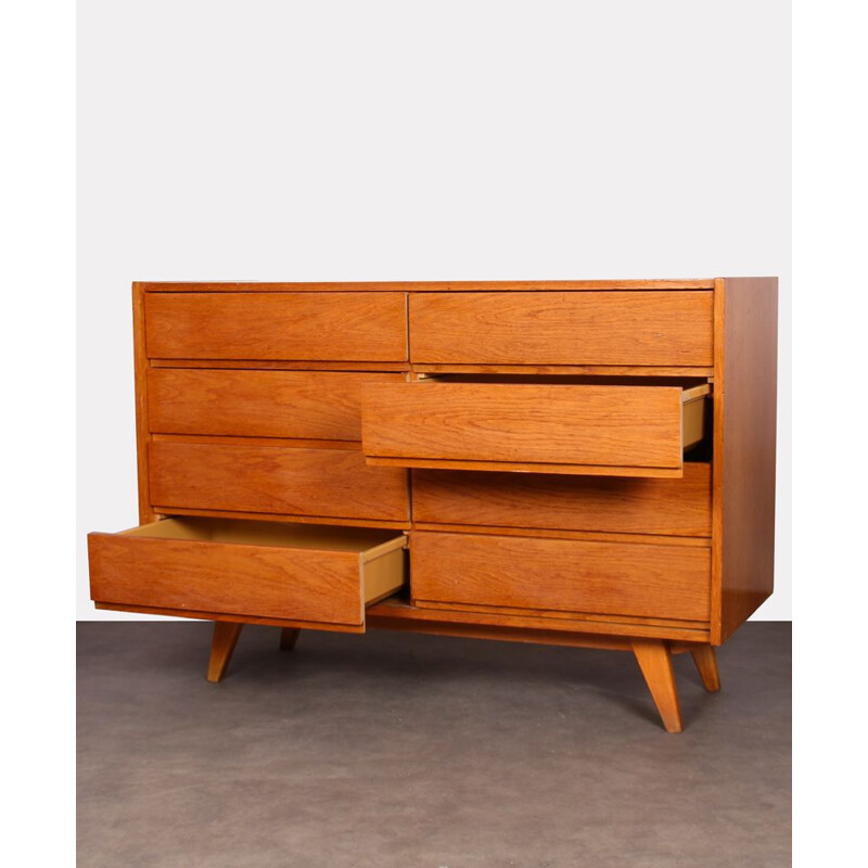 Vintage oak chest of 8 drawers, Jiri Jiroutek for Interier Praha, 1960