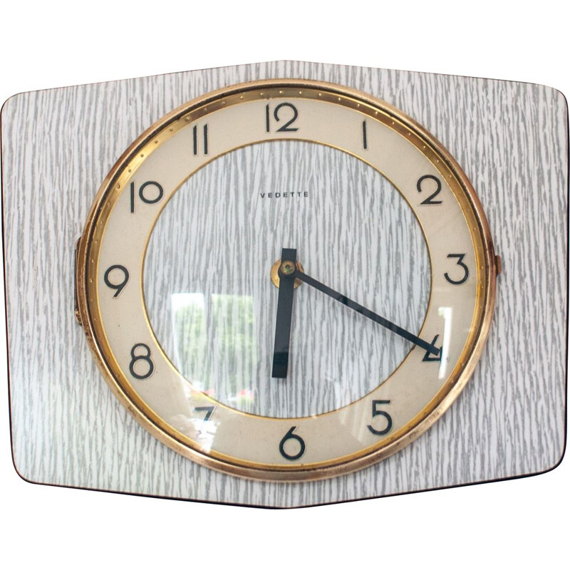 Vintage Clock Vedette Formica grey