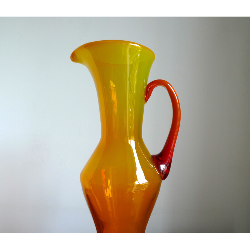 Mid Century Glass Amphora Pitcher By Zbigniew Horbowy For Sudety, Poland 1960s