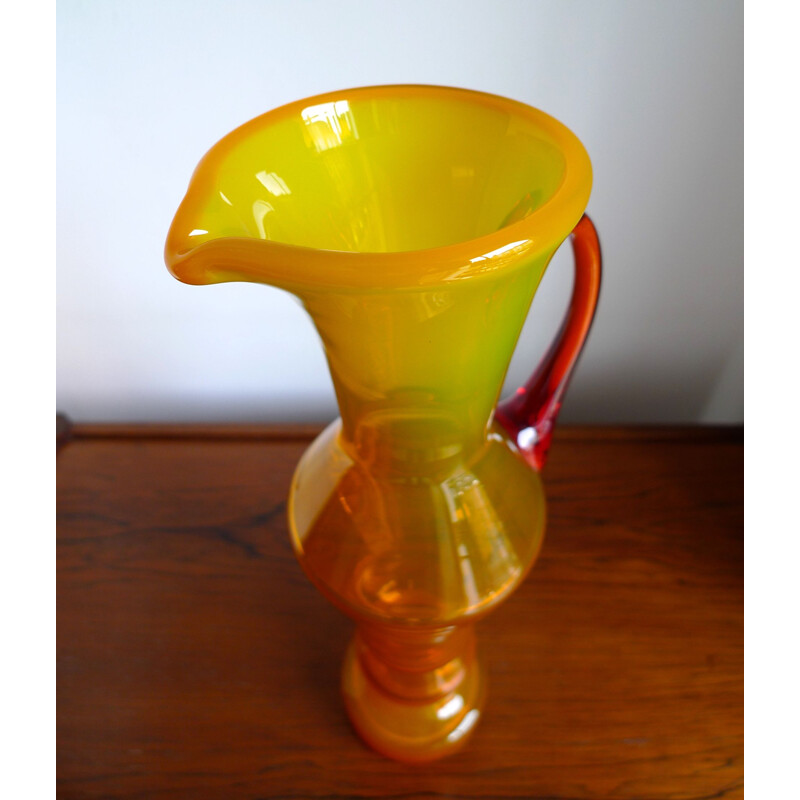 Mid Century Glass Amphora Pitcher By Zbigniew Horbowy For Sudety, Poland 1960s