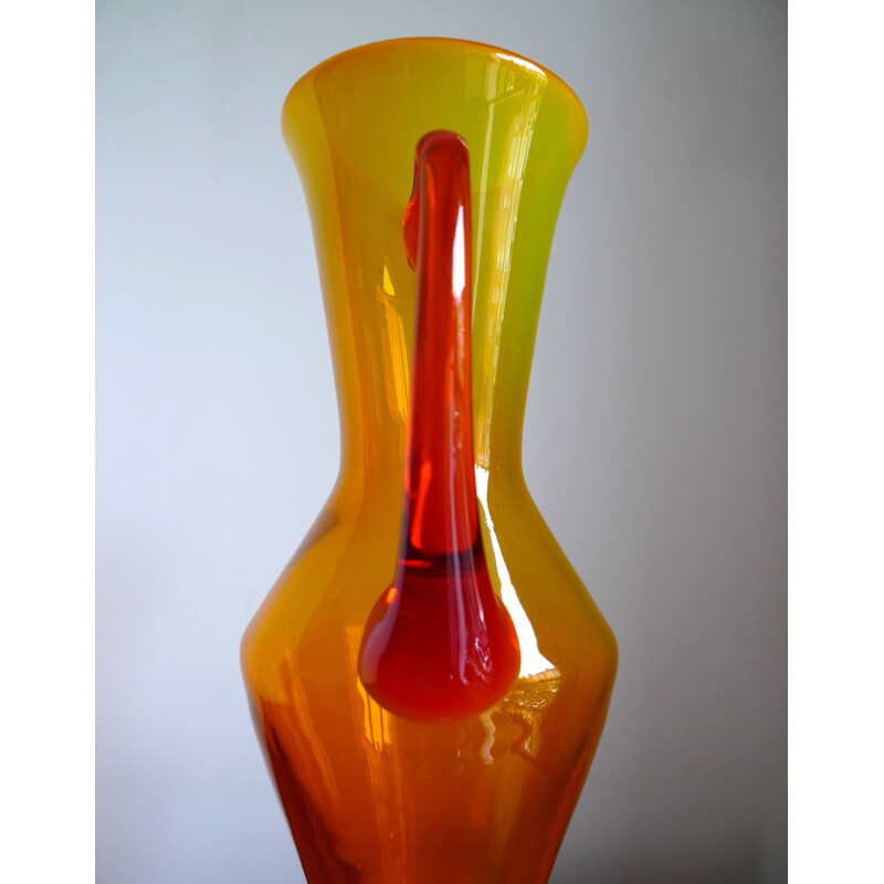 Mid Century Glass Amphora Pitcher By Zbigniew Horbowy For Sudety, Poland 1960s