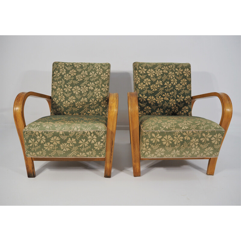 Pair of vintage Armchairs by Jindřich Halabala Art Deco 1950s