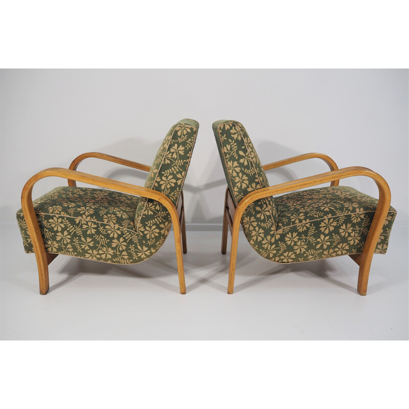 Pair of vintage Armchairs by Jindřich Halabala Art Deco 1950s