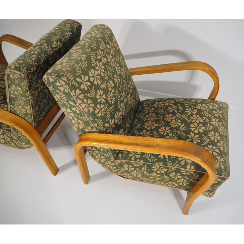 Pair of vintage Armchairs by Jindřich Halabala Art Deco 1950s