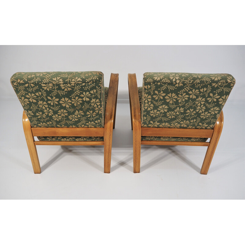 Pair of vintage Armchairs by Jindřich Halabala Art Deco 1950s