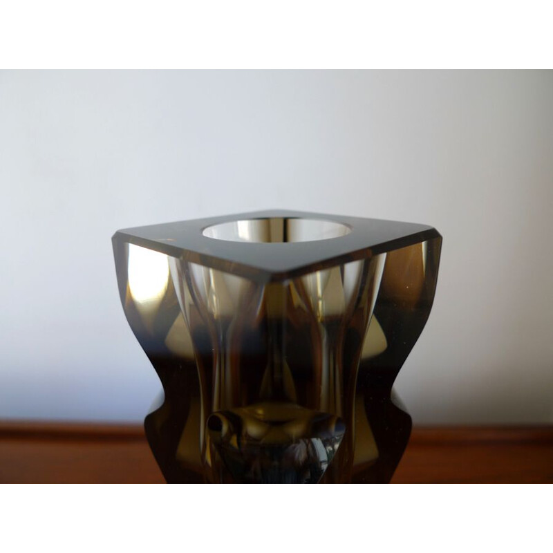 Vintage Art Glass Vase abstract optical, cut & polished Exbor by Oldrich Lipsky Czech 1964