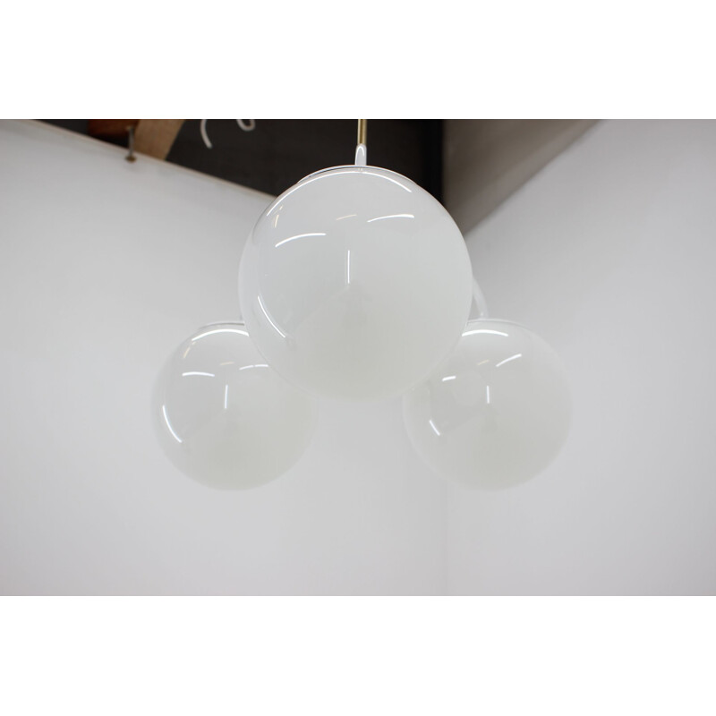 Mid-century white chandelier, Kamenický Šenov, 1970s.