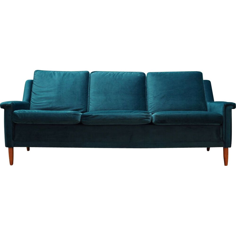 Vintage velour green sofa, 1960