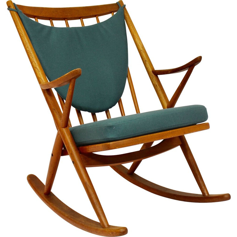 Vintage teak rocking chair, Franck Reensskaug for Bramin, 1950