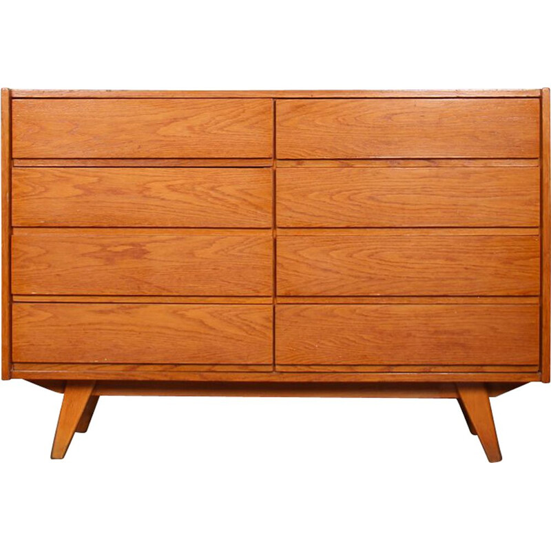 Vintage oak chest of 8 drawers, Jiri Jiroutek for Interier Praha, 1960