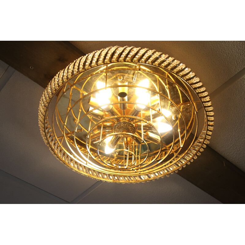 Vintage chandelier gold with crystal glass balls  Christoph Palme