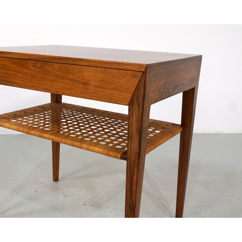 Table de chevet vintage en bois de rose par Severin Hansen pour Haslev