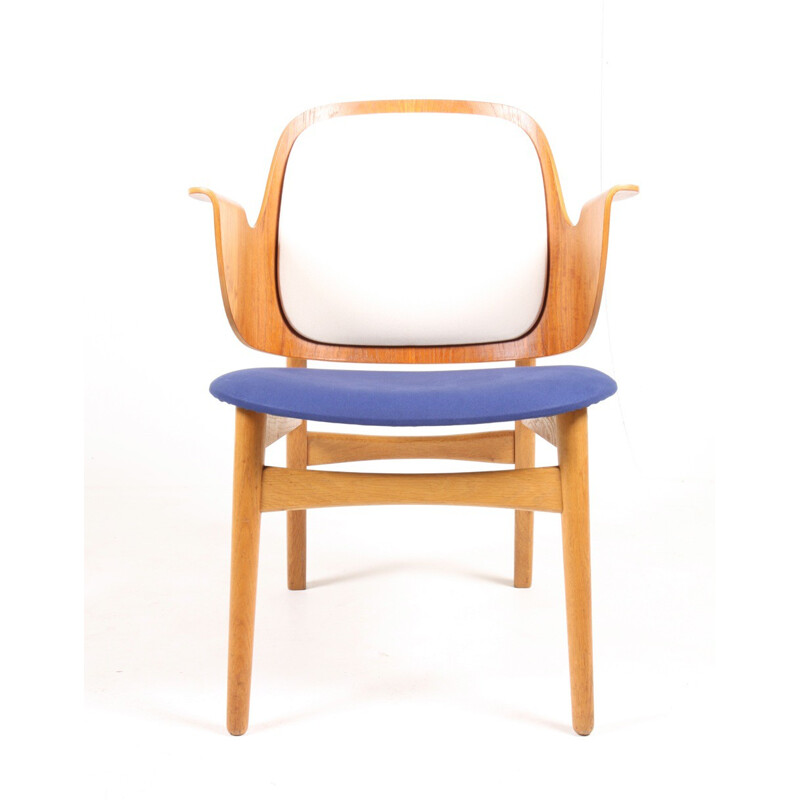 Bramin Scandinavian blue and white armchair, Arne HOVMAND-OLSEN - 1950s