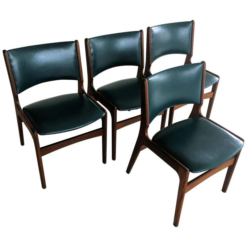 Set of 4 vintage Dining Chairs in Solid Teak, Inc. Reupholstery Danish 1980s