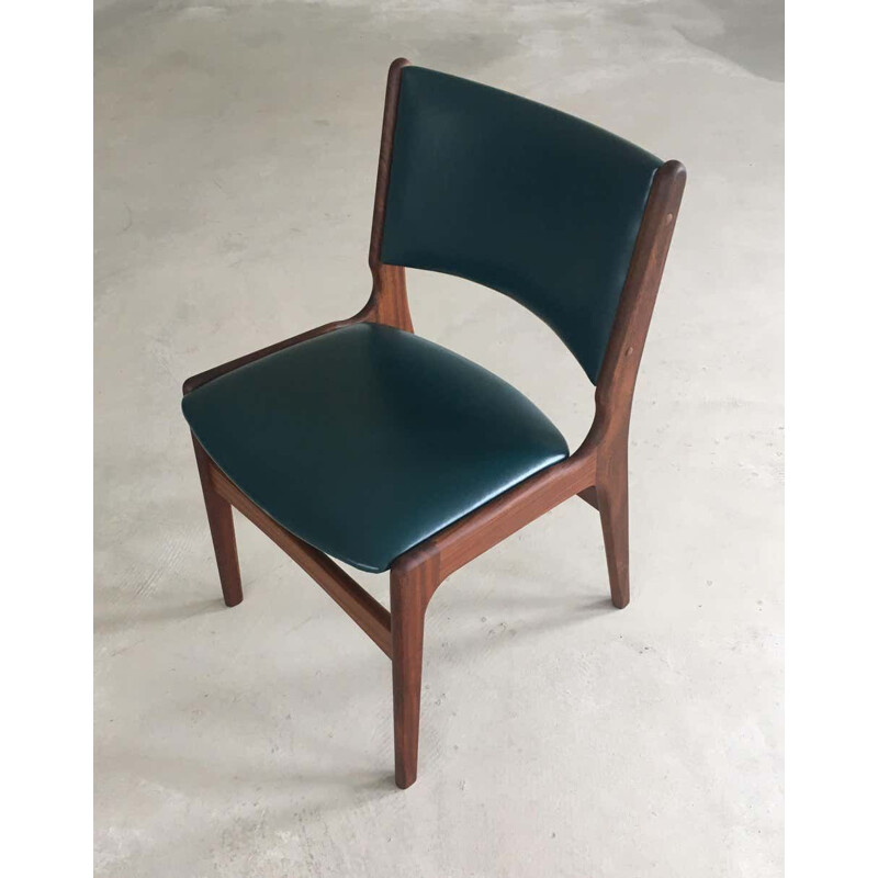 Conjunto de 4 cadeiras de teca maciça vintage, Inc. 1980 Reupholstery dinamarquês