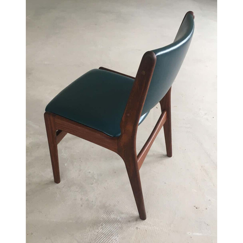 Juego de 4 sillas vintage de teca maciza, Inc. 1980 Retapizado danés