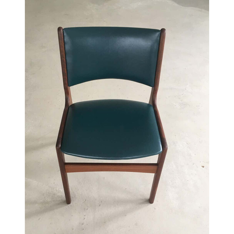 Satz von 4 Vintage-Stühlen aus massivem Teakholz, Inc. Dänische Reupholstery 1980