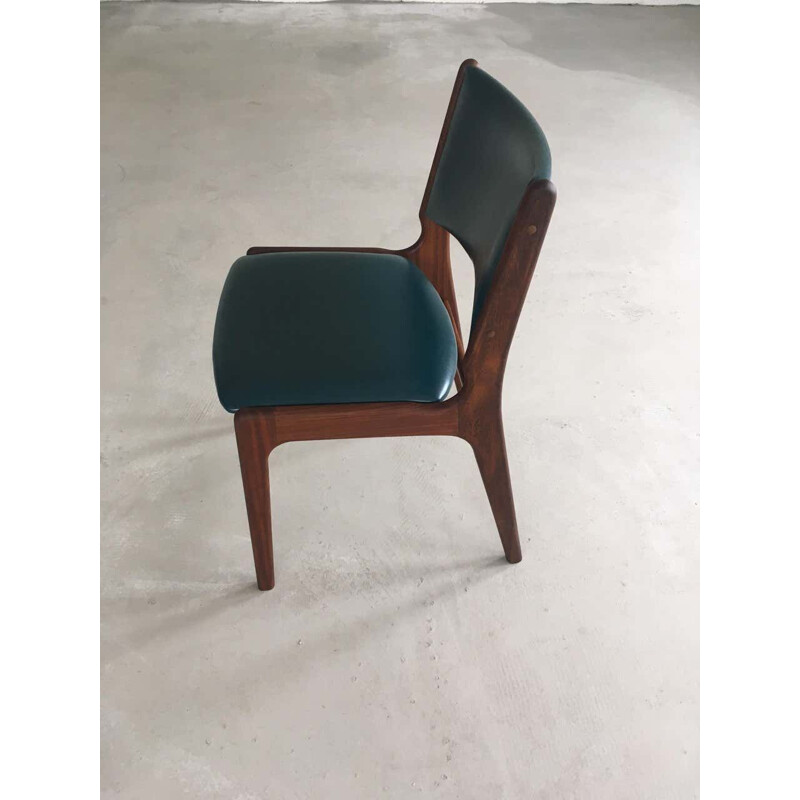 Satz von 4 Vintage-Stühlen aus massivem Teakholz, Inc. Dänische Reupholstery 1980