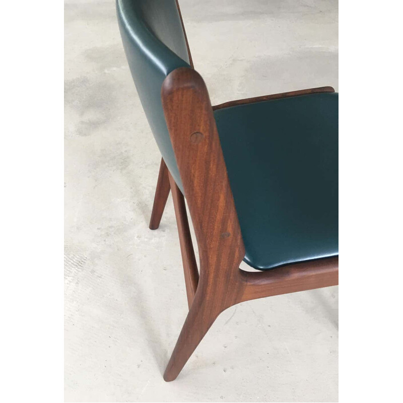 Ensemble de 4 chaises vintage en teck massif, Inc. Reupholstery Danoise 1980