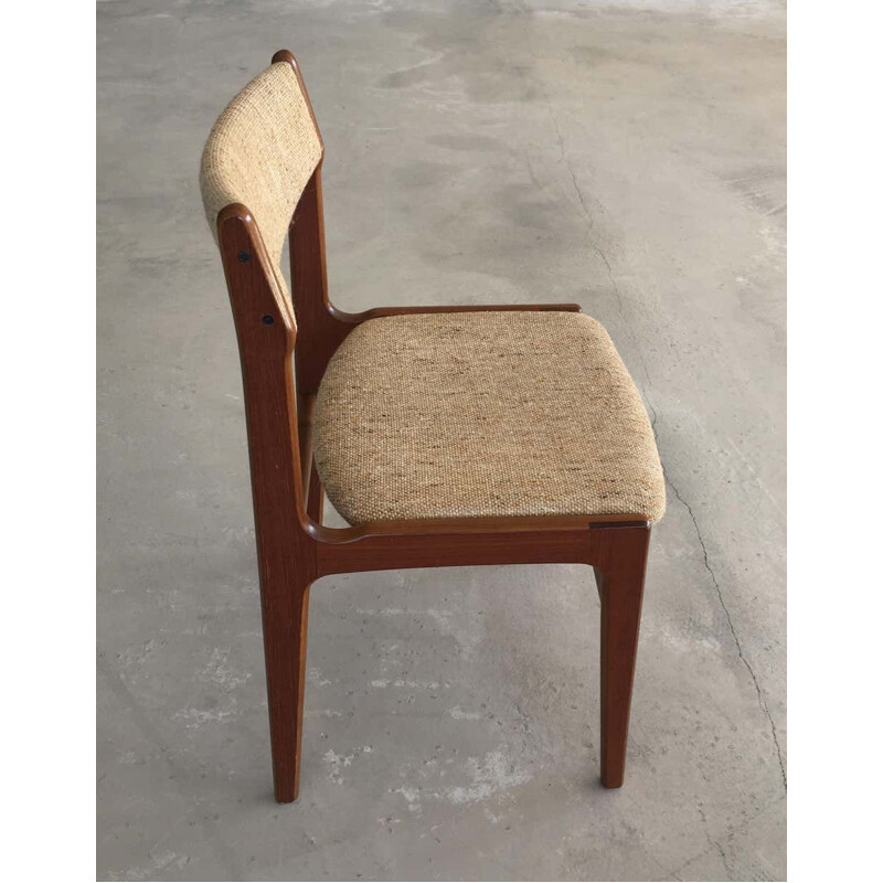 Set van 6 vintage teakhouten stoelen incl. herstoffering Erik Buch Deens 1960