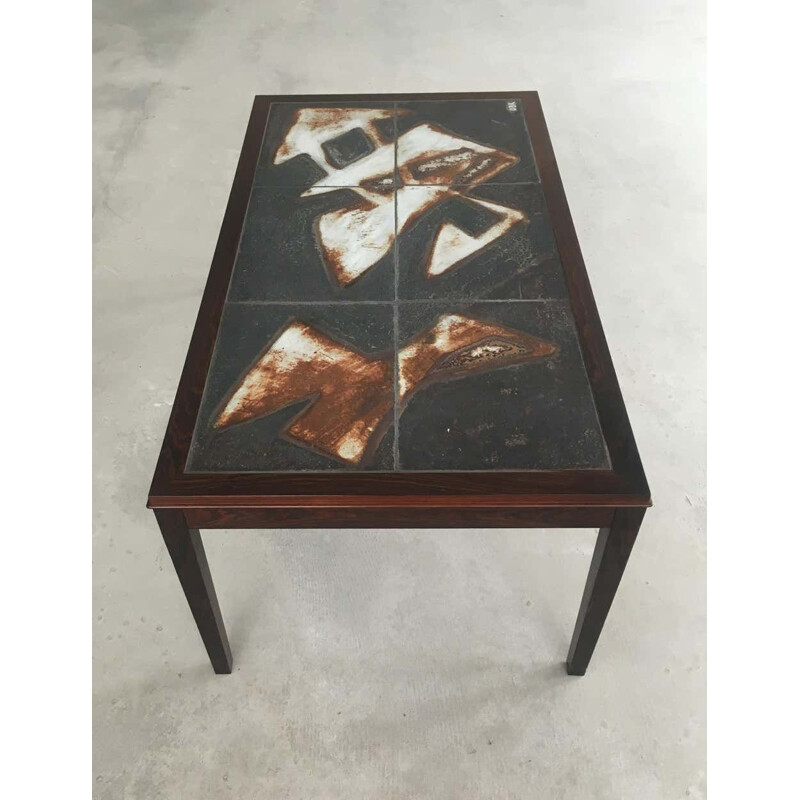 Ole Bjorn Krüger's vintage rosewood and tiled coffee table, 1960