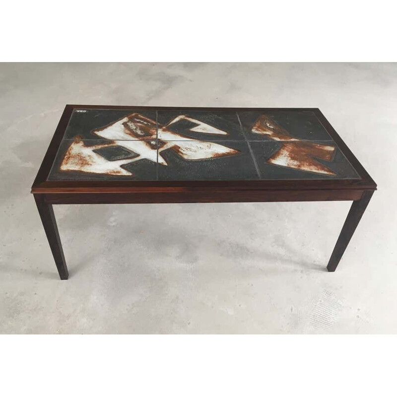 Ole Bjorn Krüger's vintage rosewood and tiled coffee table, 1960
