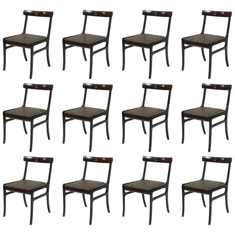 Set von 12 Vintage-Stühlen aus Mahagoni, Ole Wanscher 1960