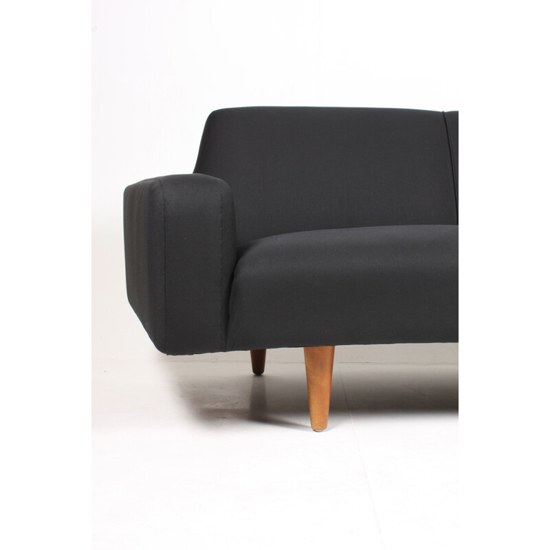 Aarhus Polstrermøbelfabrik Scandinavian curved black sofa Illum WIKKELSO - 1960s