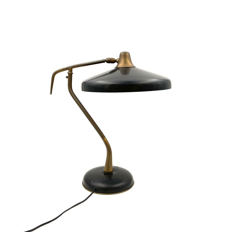  Mid-Century Mod. 331 Brass and black Executive Desk Lamp, Prod. Lumi, Oscar Torlasco 1950